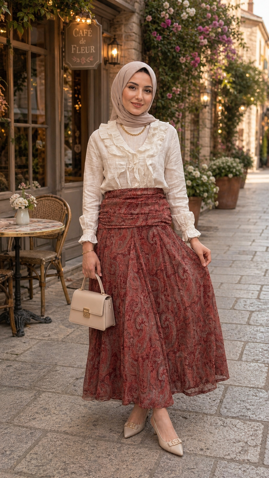 طقم تنورة خمري+بلوزه سكري