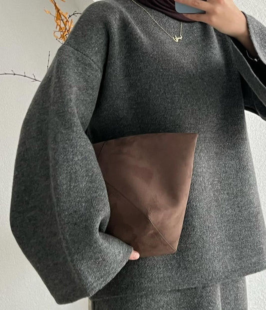 طقم تنورة صوف عملي