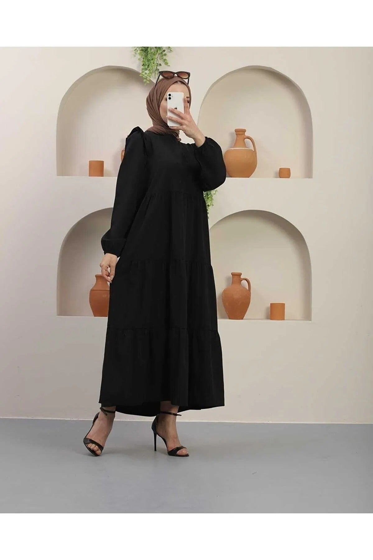 Women's Shoulder Frill Detailed Triketone Dress