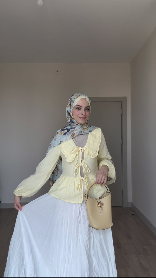 طقم بنترست بلوزه بيبيونات +تنورة كرش